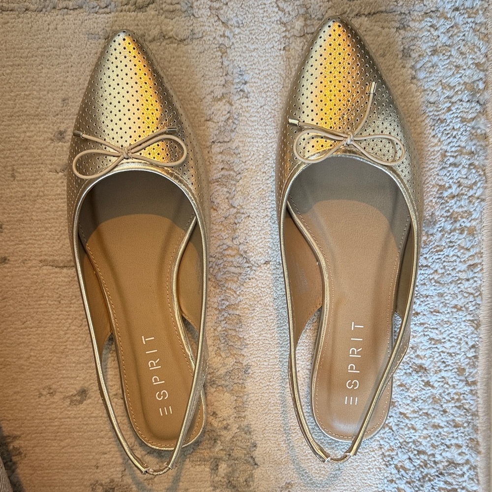 Esprit Metallic Gold Slingback Flats